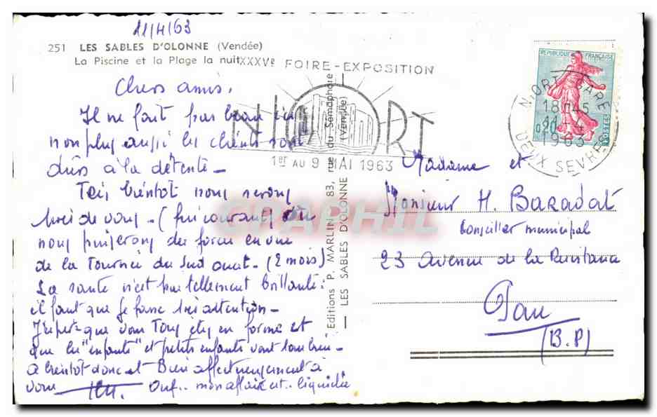 CPSM Sables d'olonne La piscine et la plage la nuit  — Back