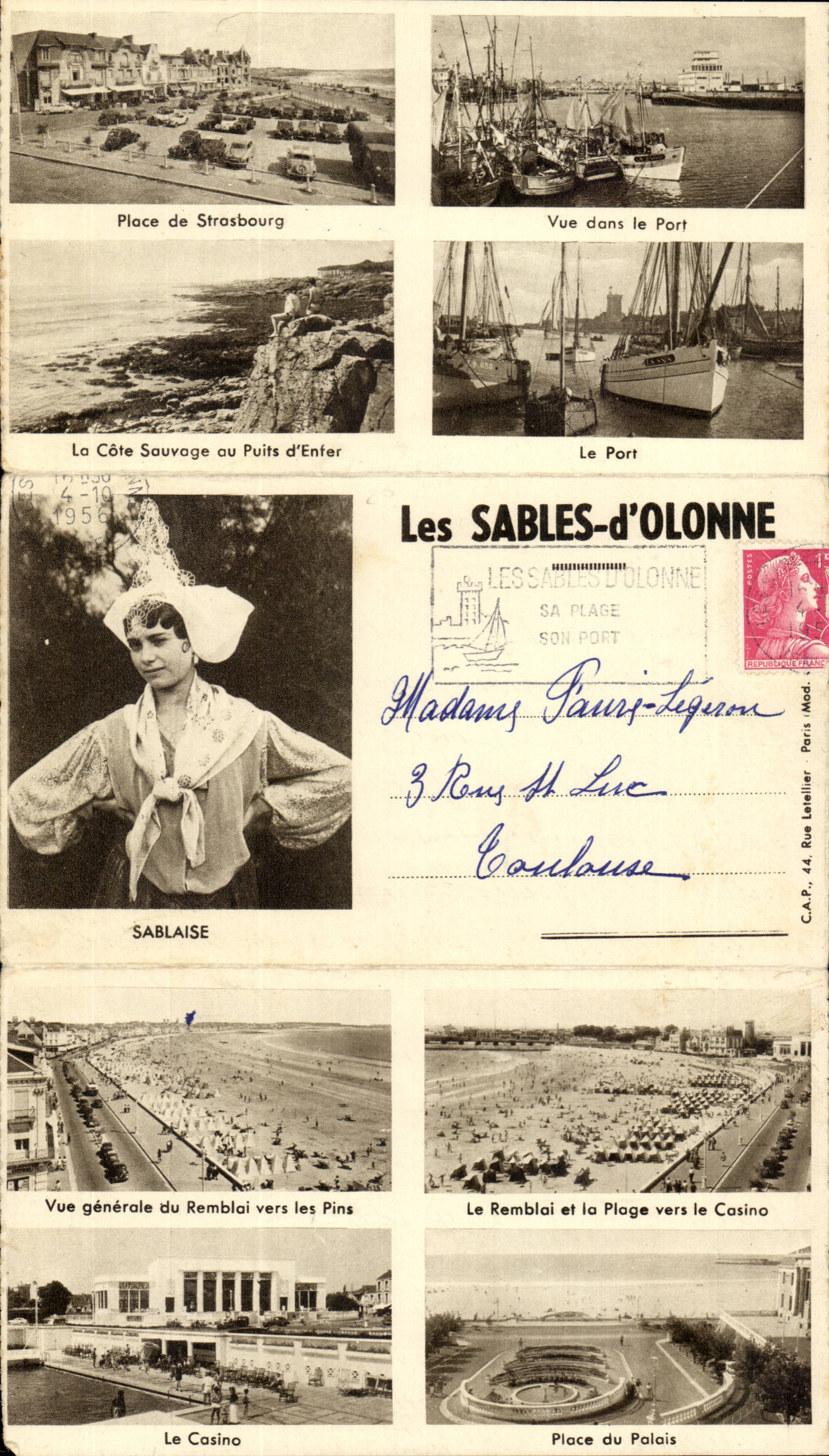 CPA Sables d'olonne carte depliante Sablaise