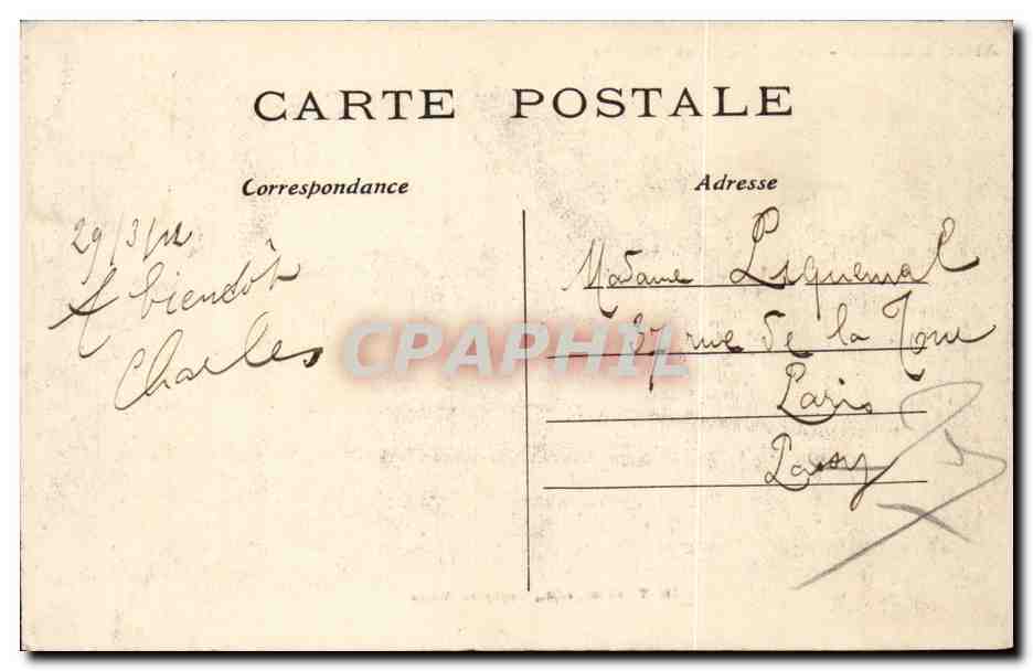 Ambleville CPA Le chateau et l'eglise — Rückseite
