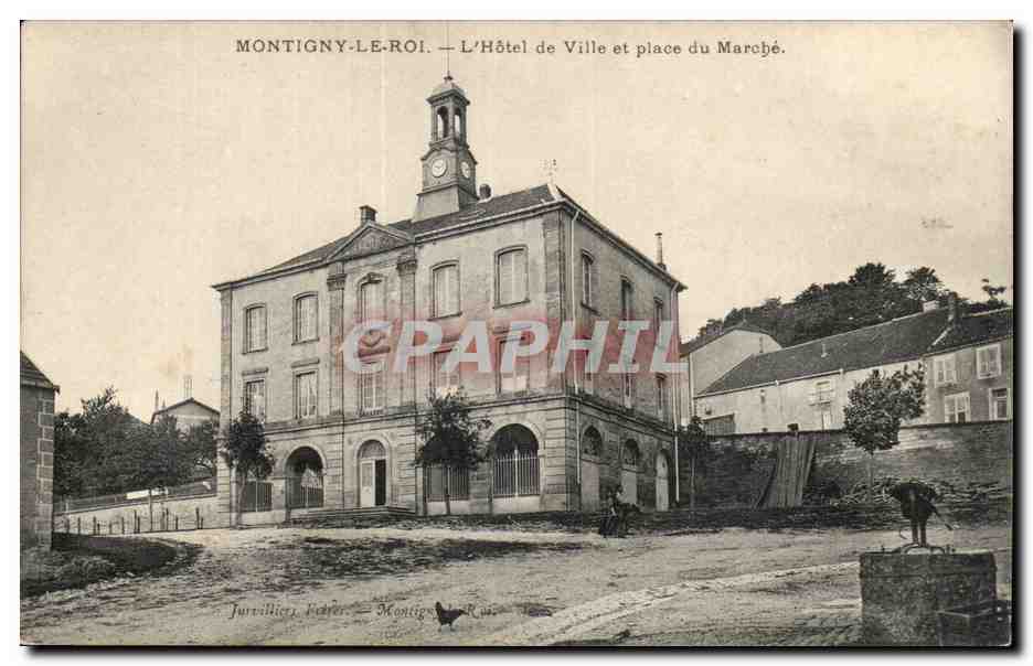Montigny le Roi CPA Hotel de ville et place du marche