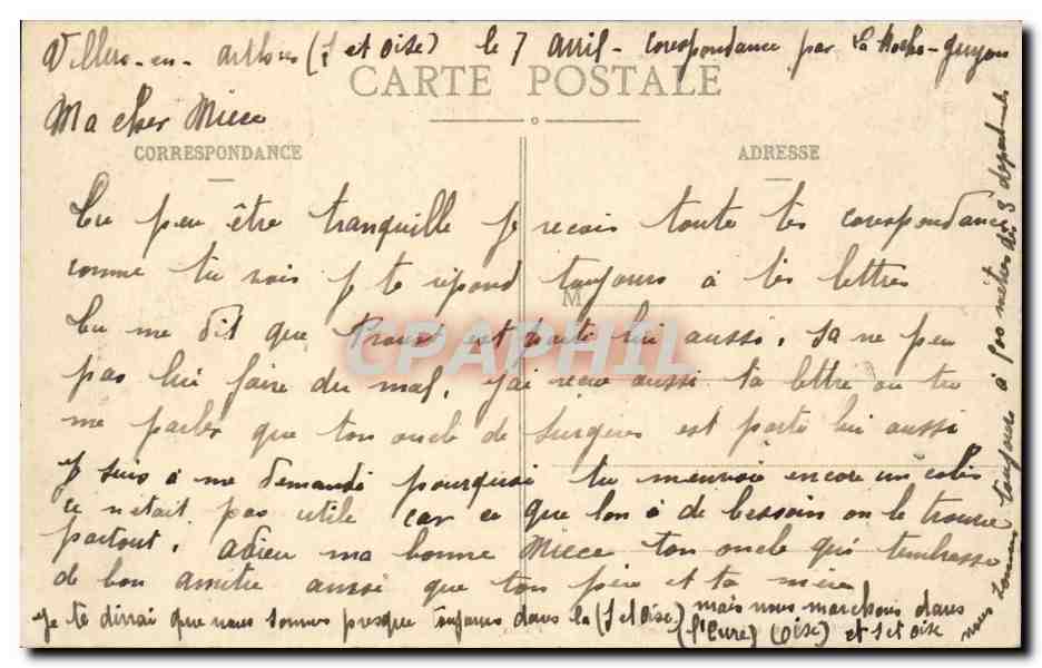 Villers en Arthies CPA L'eglise — Back
