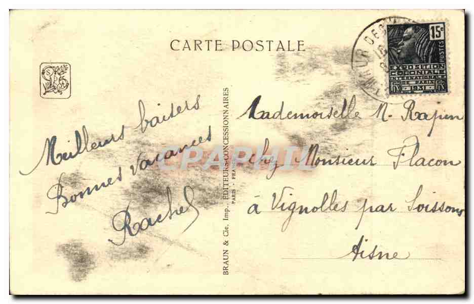 CPA Exposition coloniale internationale Paris 1931 Section tunisienne Petits marcahnds tunisiens — Rückseite