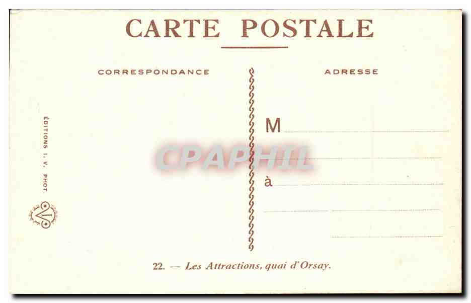 Les Attractions — quai d'Orsay — Éditions I. V. Phot. — Rückseite