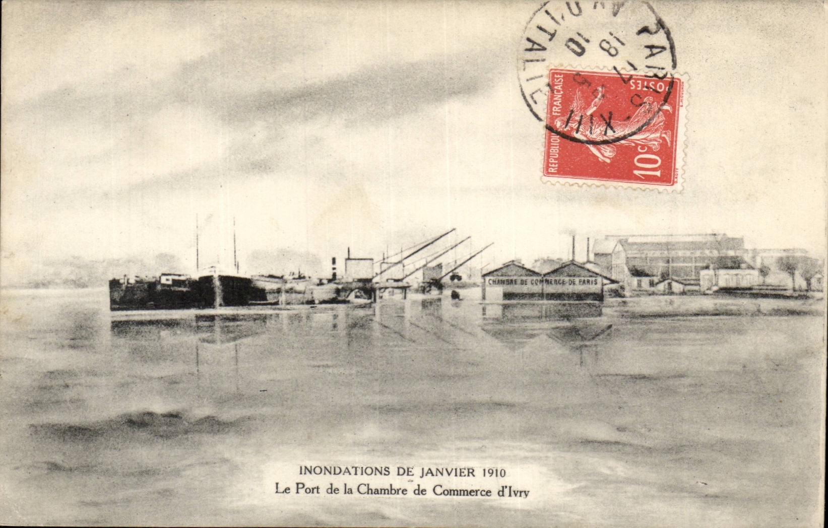 Crue de la Seine Paris CPA Le port de la chambre de commerce d'Ivry