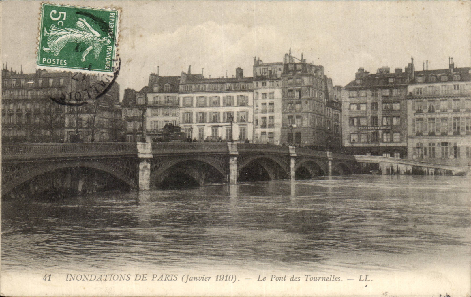 Crue de la Seine Paris CPA Inondations Le pont des Tournelles