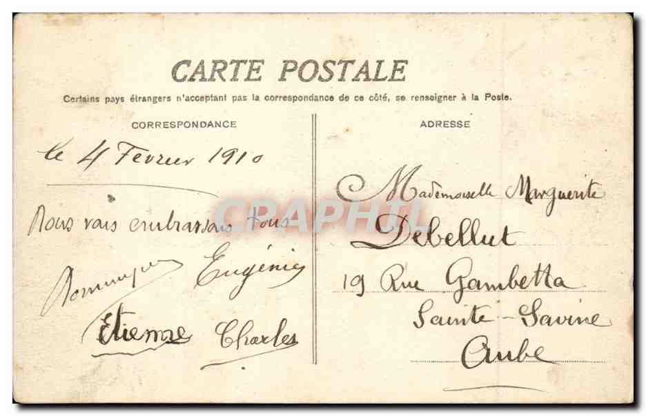 Crue de la Seine Paris CPA Inondations Auteuil Rue GRos — Rückseite