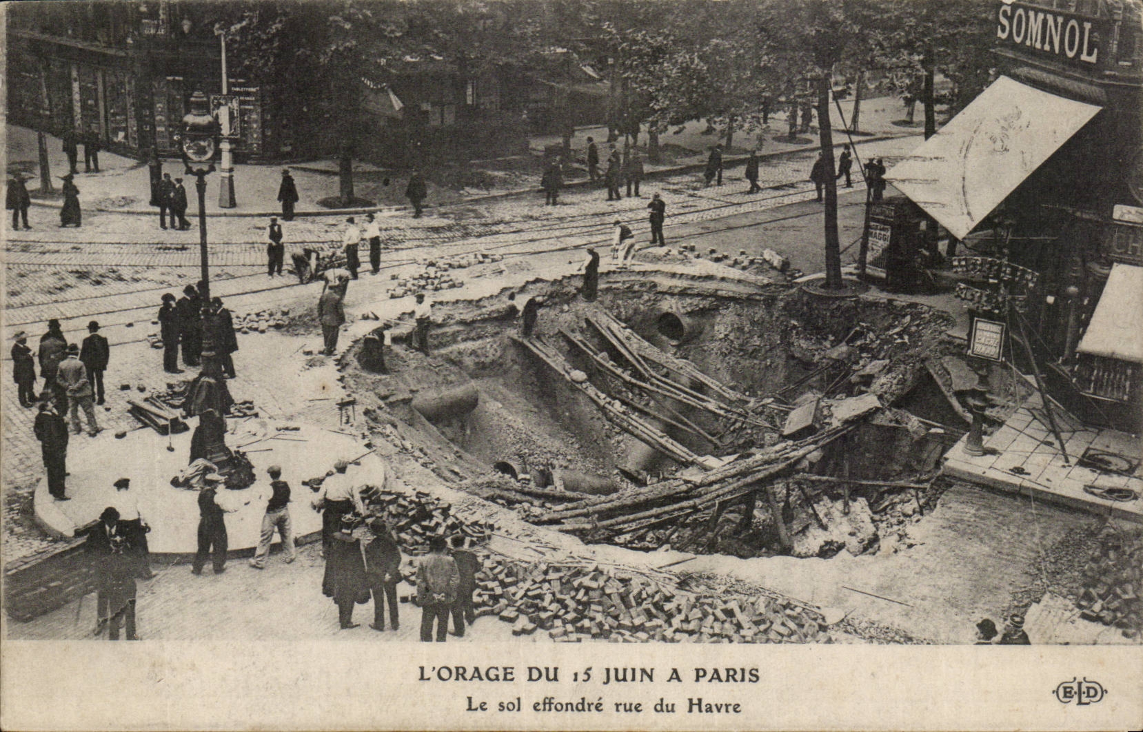 LA TORMENTA DEL 15 DE JUNIO EN PARÍS — El suelo hundido en la rue du Havre — E.D. (editor)