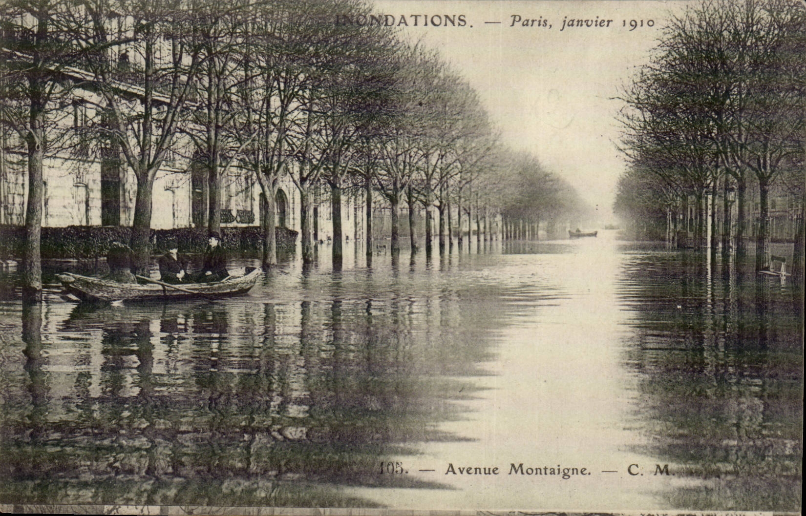 CPA Inondations CRue de la Seine Paris Avenue Montaigne
