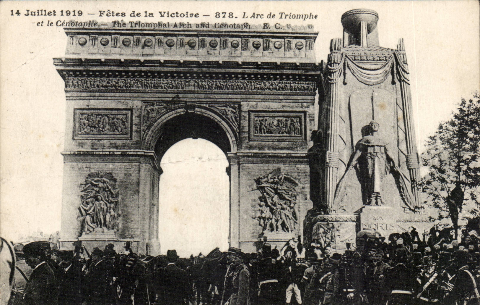 Paris CPA FEtes de la victoire Arc de triomphe 14 juillet 1919