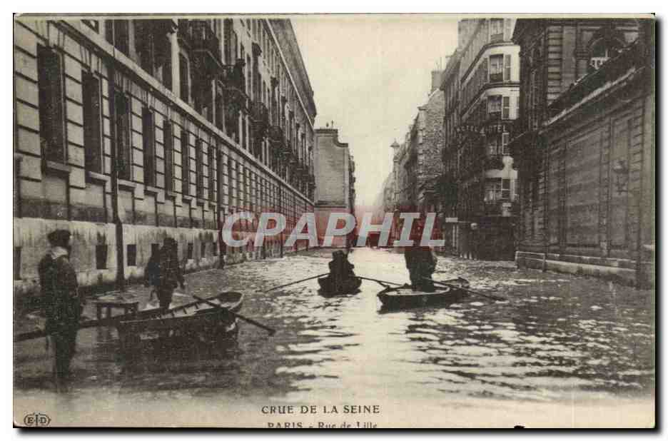 paris 7 - Crue de la Seine - Rue de Lille - CPA 