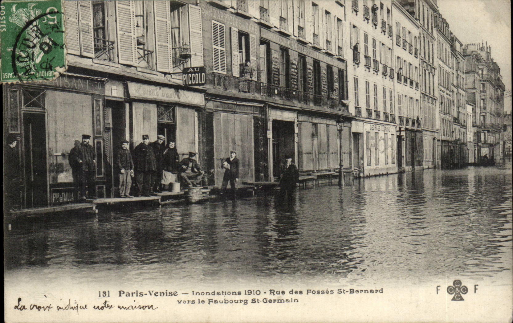 París-Venecia — Inundaciones 1910 — Rue des Fossés St-Bernard hacia el Faubourg St-Germain