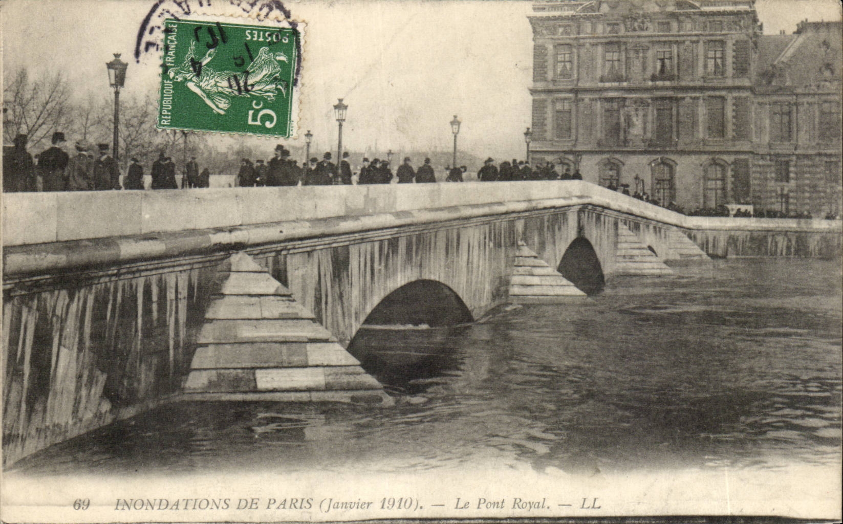 Paris - 16 - La Grande Crue de la Seine Janvier 1910 - Le Pont Royal - CPA 