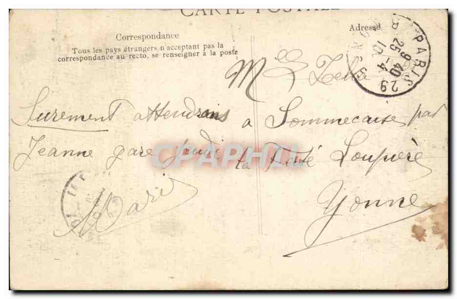 Overslag van de rivier de Seine — Parijs, Rue Bonaparte — Uitgever E.D. n°4 — Achterkant
