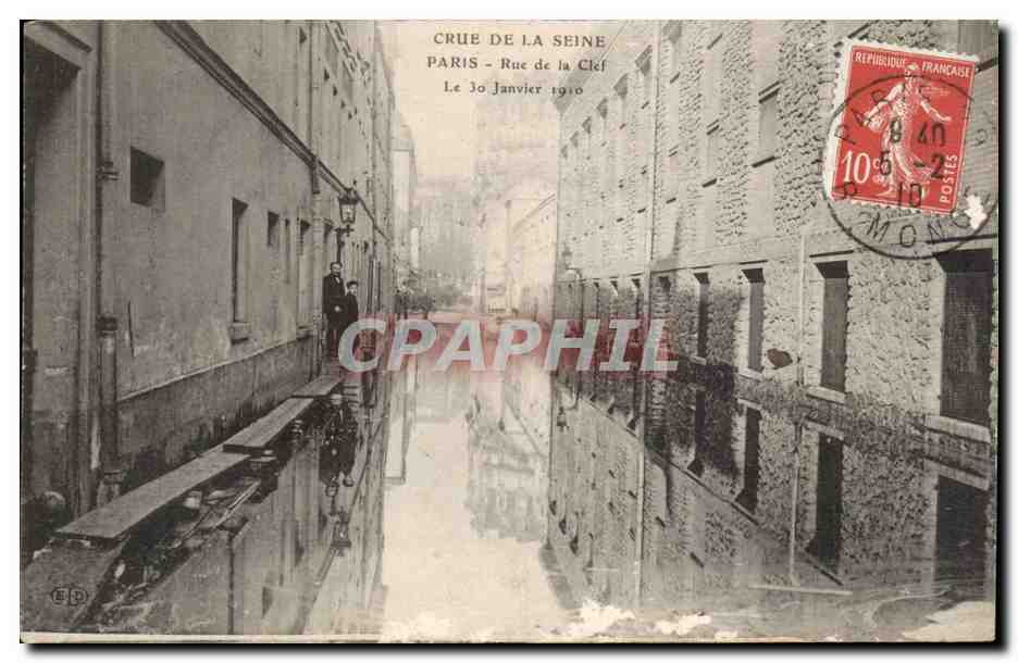 Paris - 5 - La Grande Crue de la Seine Janvier 1910 - Rue de la Clef - CPA 