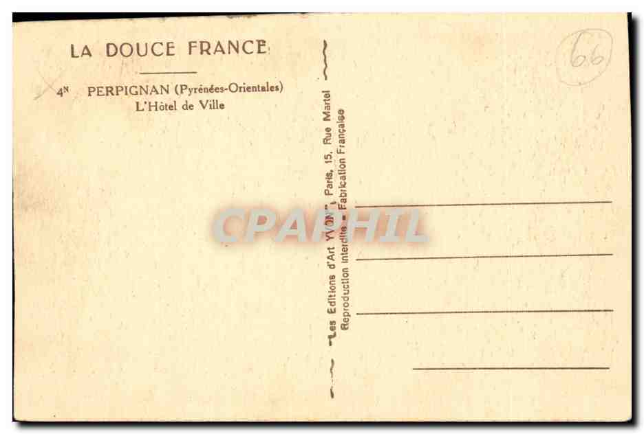 Perpignan CPA Place Arago Cap — Rückseite