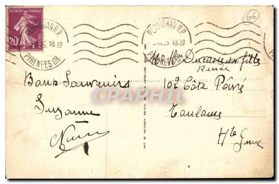 Perpignan CPA Les quais vers le palmarium et le CAnigou  — Rückseite