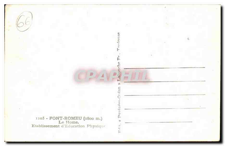 Font Romeu CPA le Home Etablissement d'education physique — Rückseite