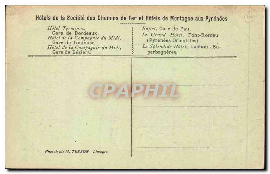 Font Romeu CPA Le grand hotel — Rückseite