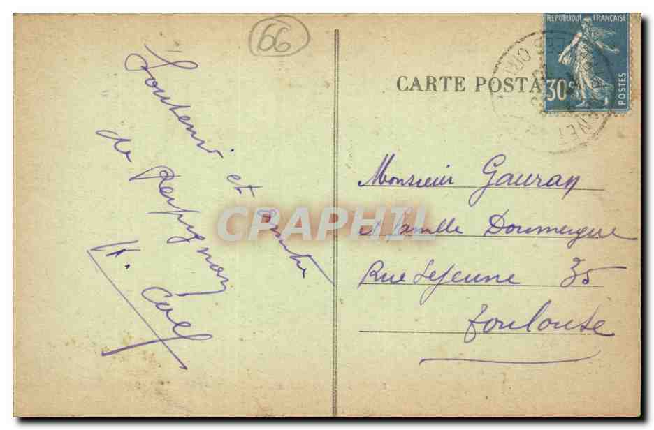 Perpignan CPA Vue panoramique de la place Arago — Rückseite
