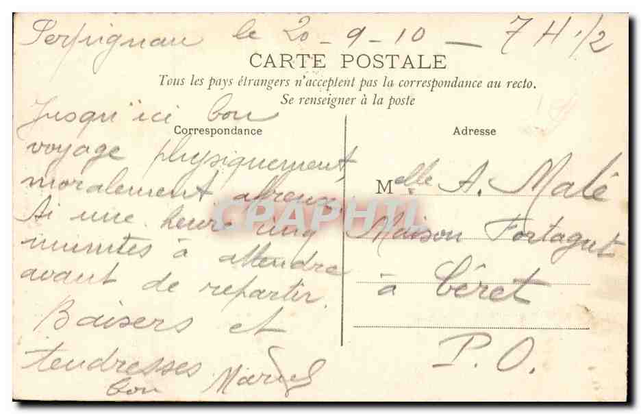 Montanyas Regaladas CPA Monument de Raymond Sudre Inaugure a Perpignan le 5 juin 1910 — Rückseite