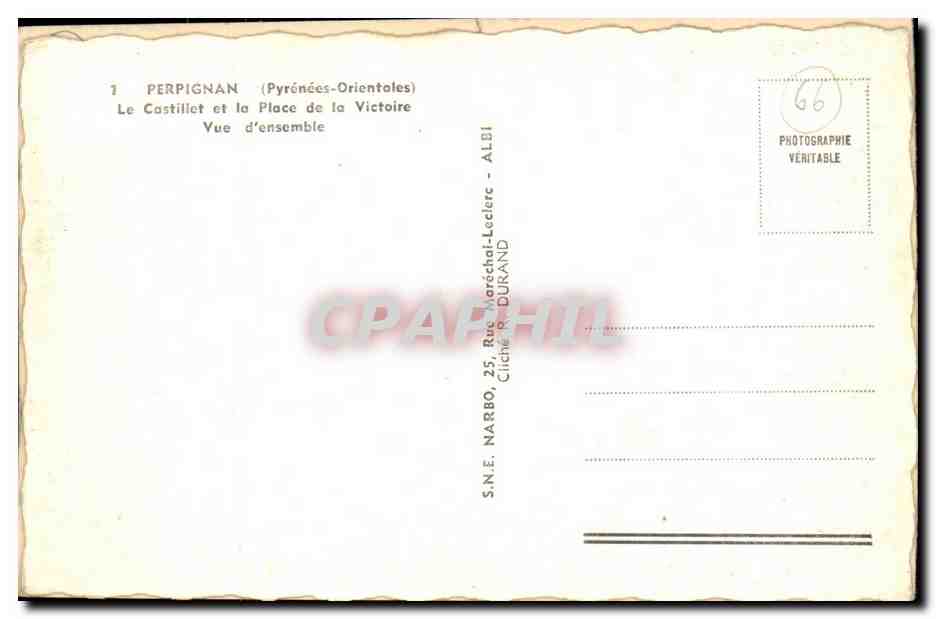 Perpignan CPA Allee des Marronniers — Rückseite