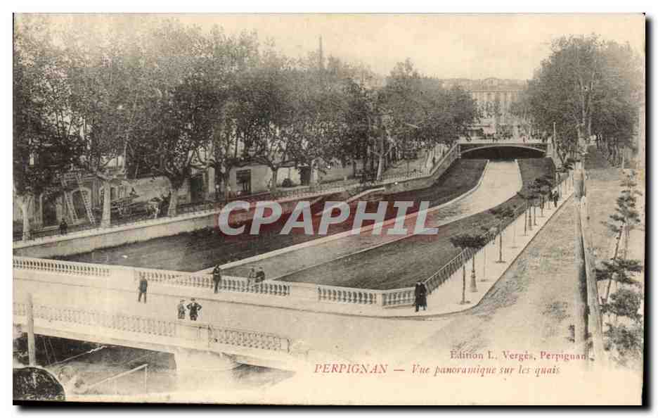 Perpignan CPA Vue panoramique sur les quais