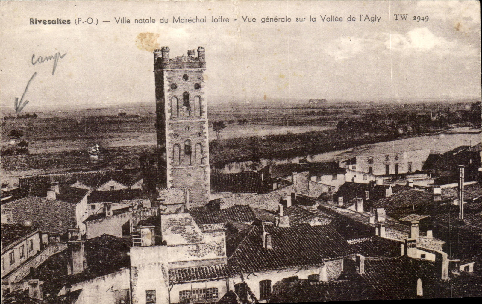 Rivesalles - Vile natale de Marechak Jaffe - Vue Generale sur la Vallee de L'Agly - CPA 