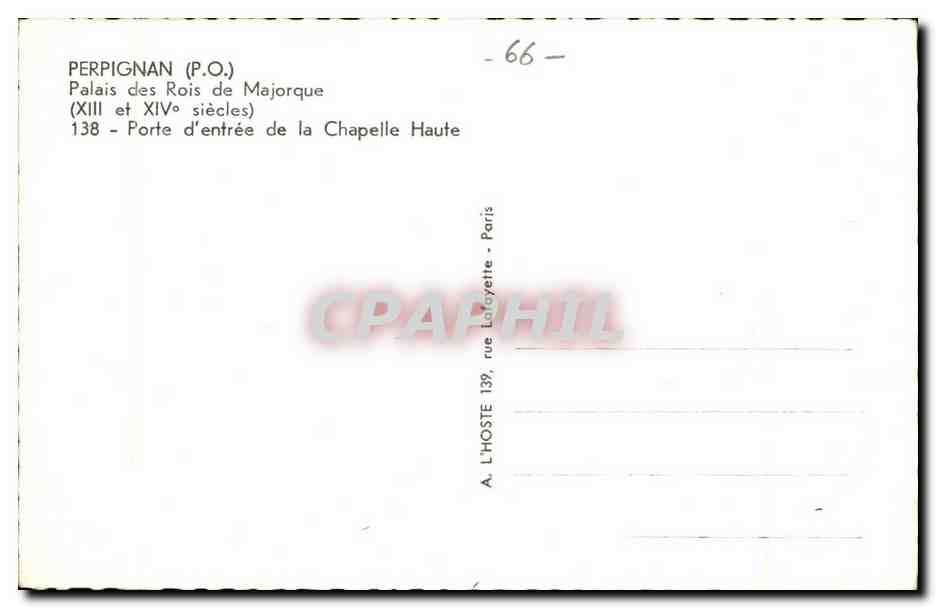 Perpignan - Palais des Rois de Majorque XIII et XIV - Porte d'entree de la Chapelle Haute - CPA  — Rückseite