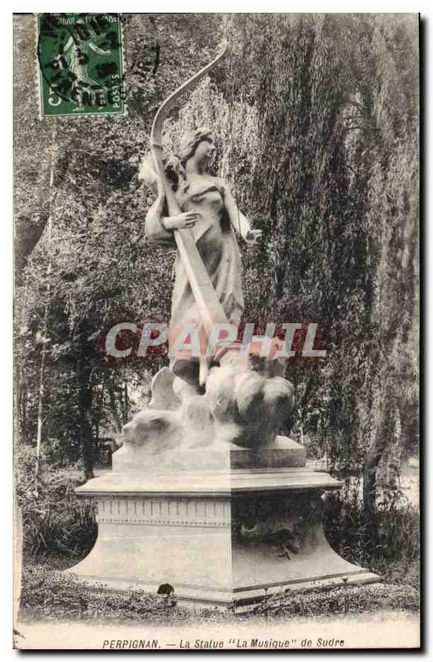 Perpignan - Le Statue La Musique de Sudre - Harpe - Instrument CPA 