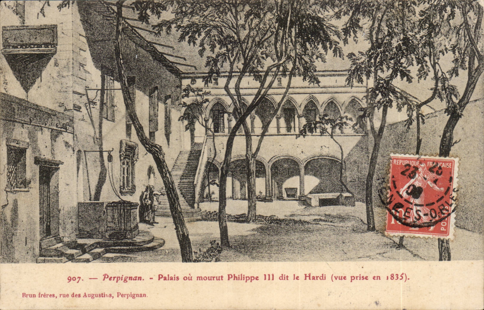 Perpignan - Palais ou mourut Pholippe III dit le Hardi vue prise en 1835 CPA 