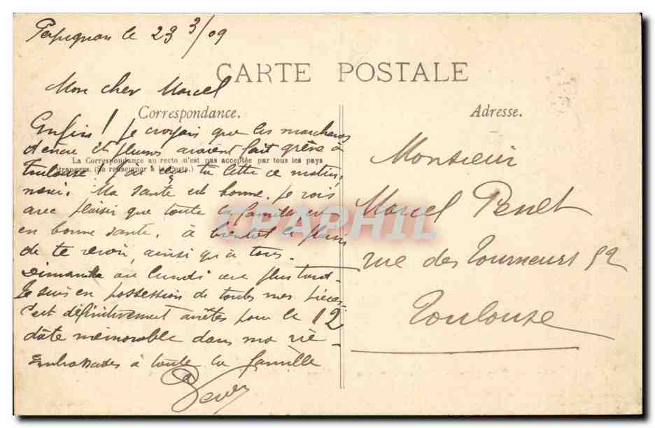 Perpignan - Palais ou mourut Pholippe III dit le Hardi vue prise en 1835 CPA  — Rückseite