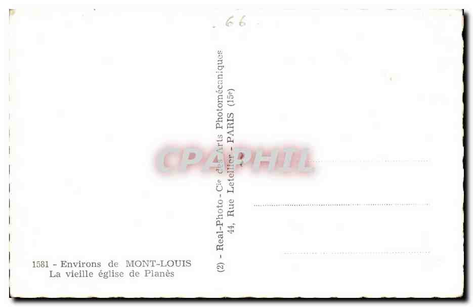 Environs de Mont Louis - La Vieille eglise de Planes - CPA  — Rückseite
