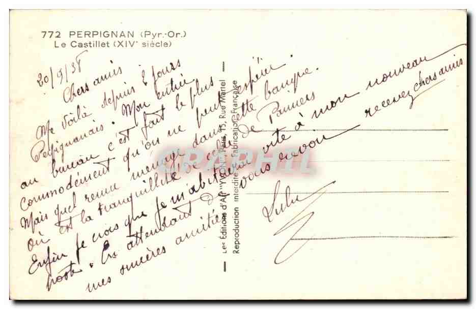 Perpignan - Le castilet XIV siecle - CPA  — Rückseite