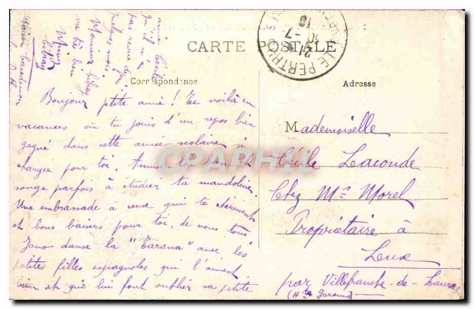 Le Perthus - La Place et le Fort de Bellegarde - CPA  — Rückseite