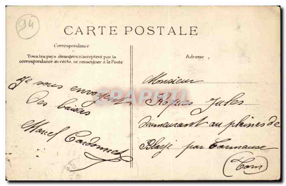 Le Perreux CPA Rue Cahrles Ollier — Rückseite