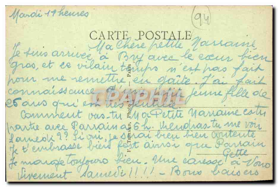 Le Perreux Bry CPA Chemin de Halage — Rückseite