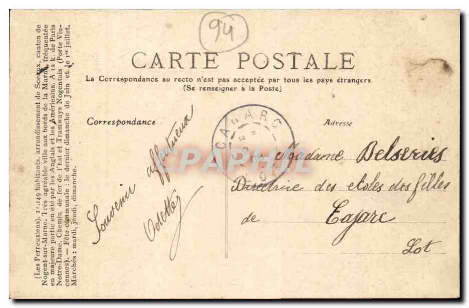 Le Perreux CPA Les cent marches (tres animee) — Rückseite