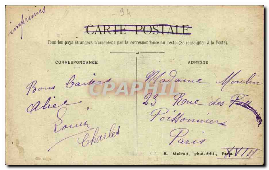 La Varenne chennevieres CPA La Marne et les coteaux — Rückseite