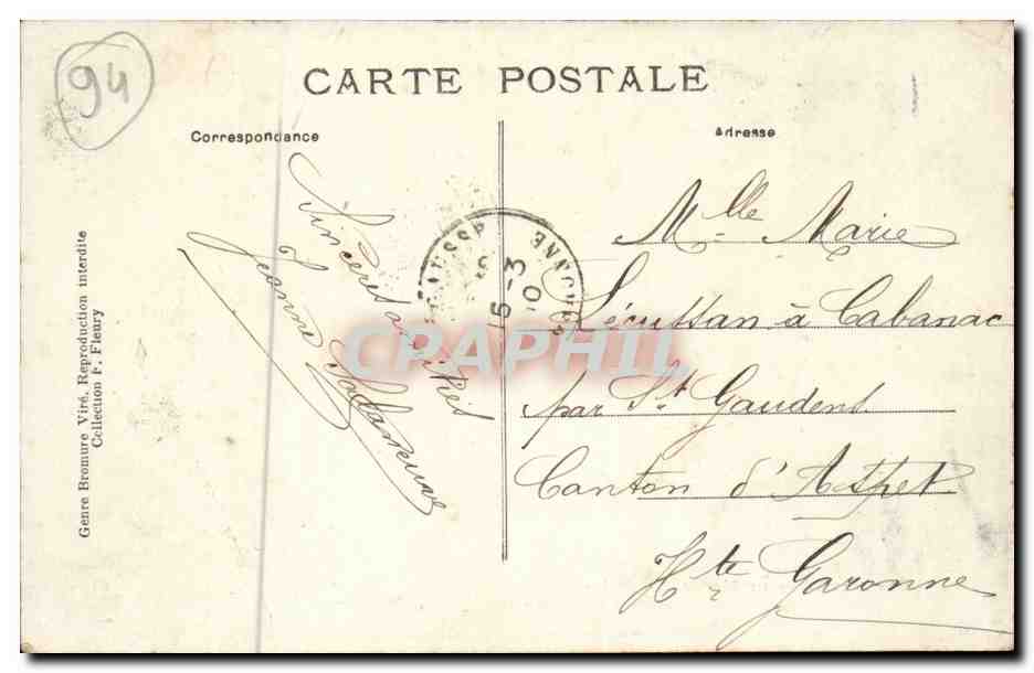Chennevieres sur Marne CPA La terrasse de Chennevieres et l'eglise — Rückseite