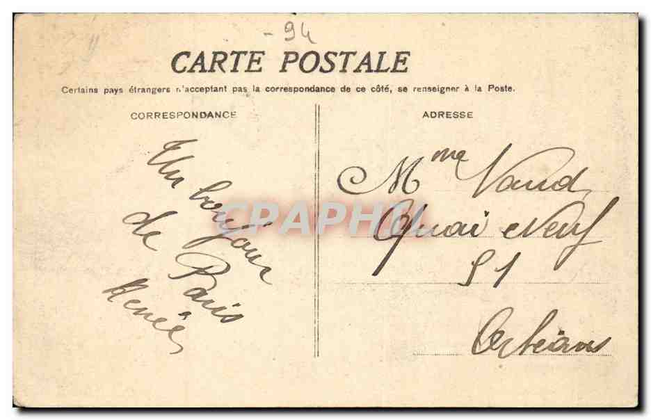 Alfortville CPA Inondations 1910 Decure de la Seine Rue VEron — Rückseite