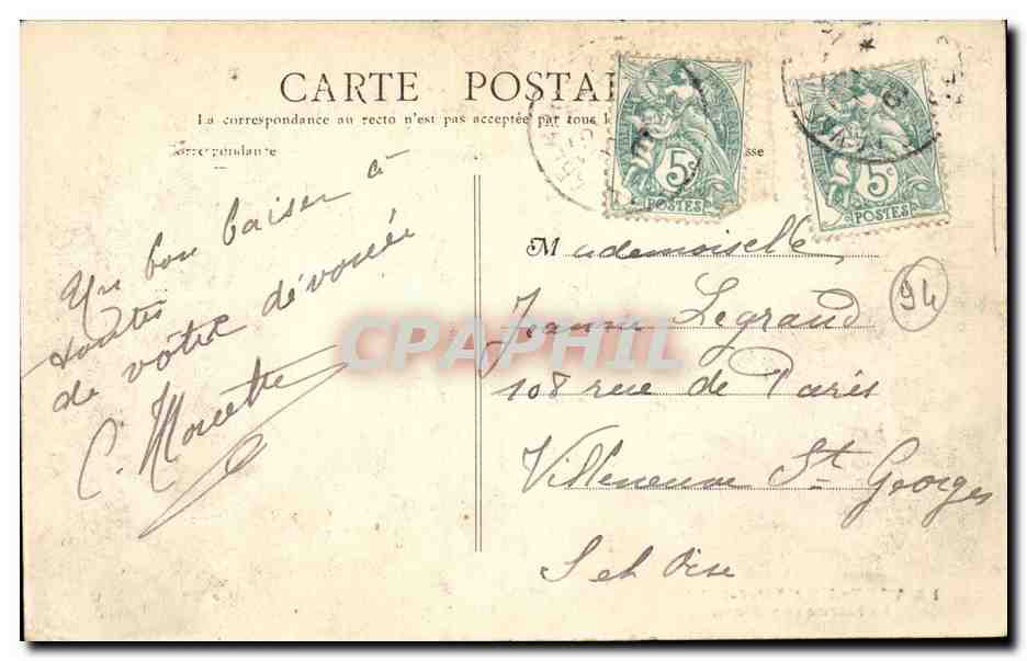 La Varenne CPA La Marne aux Mariers — Rückseite