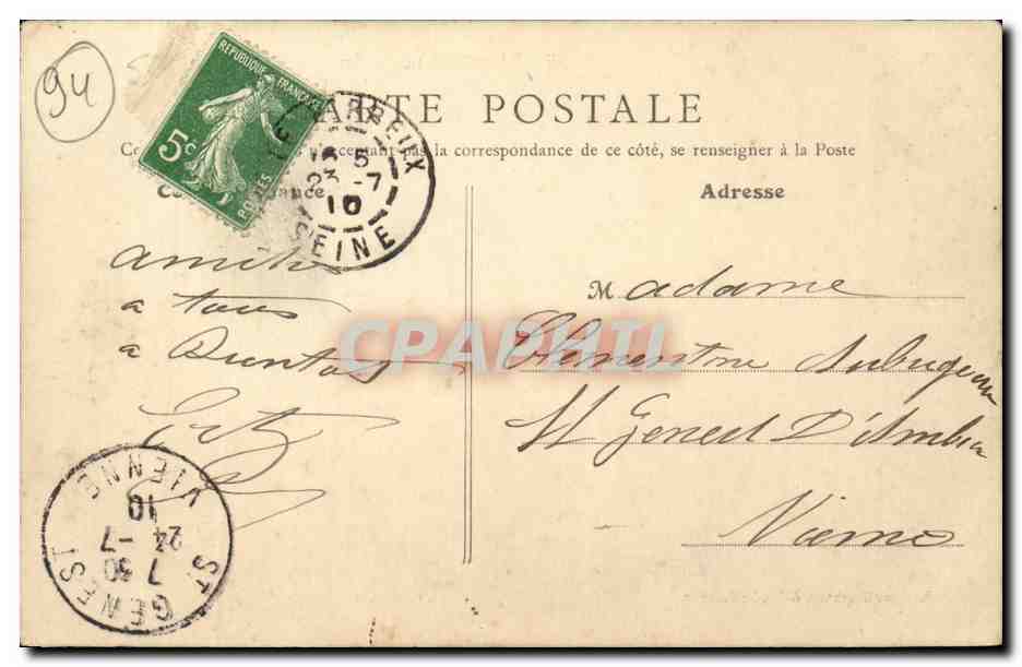 Le Perreux CPA Bords de Marne et ile Amour — Rückseite