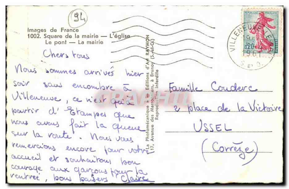 Villeneuve le Roi CPM — Rückseite