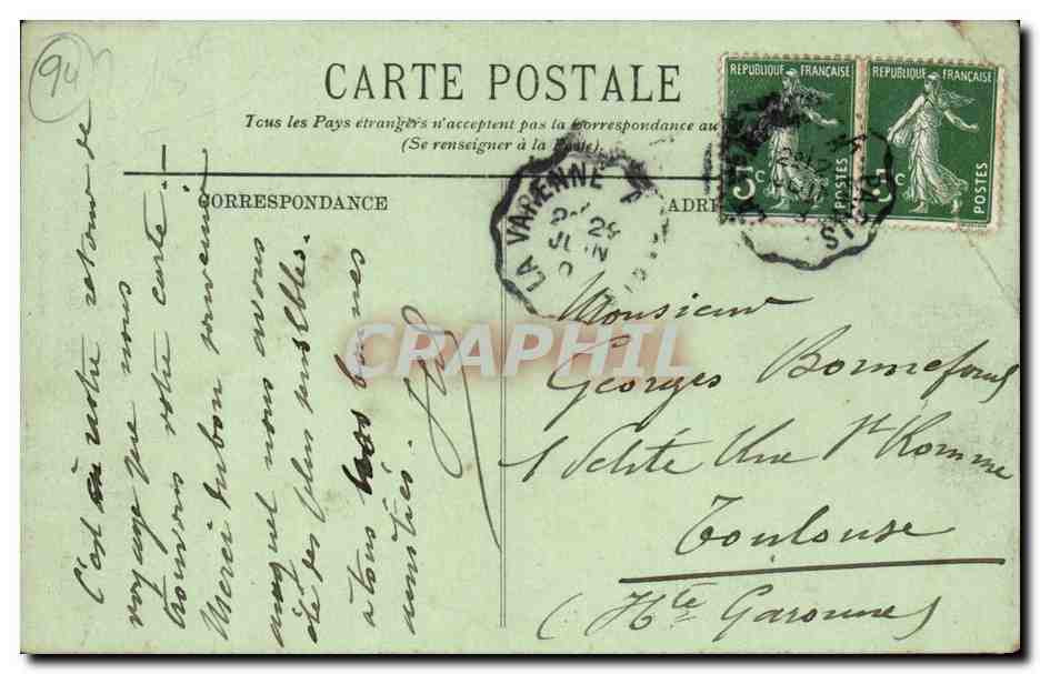 CPA Pont du chemin de fer a la Varenne (train) — Rückseite