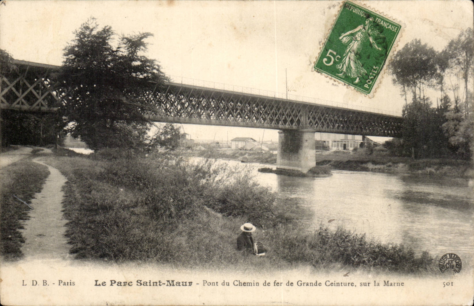 Le Parc Saint-Maur - Pont du Chemin de fer de Grande Ceinture, sur la Marne — L. D. B. - Paris, n° 501