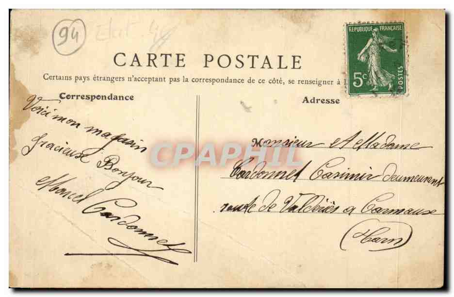 Le Perreux CPA La poste Avenue de la station — Rückseite