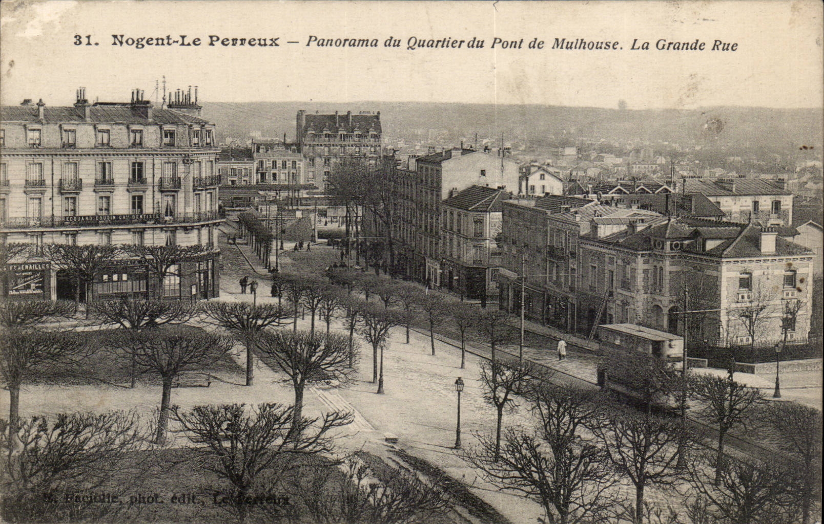 Nogent-Le Perreux — Panorama van het Wijk van de Brug van Mulhouse. La Grande Rue — Édouard Cousin & Cie, fot. Nogent-Le Perreux