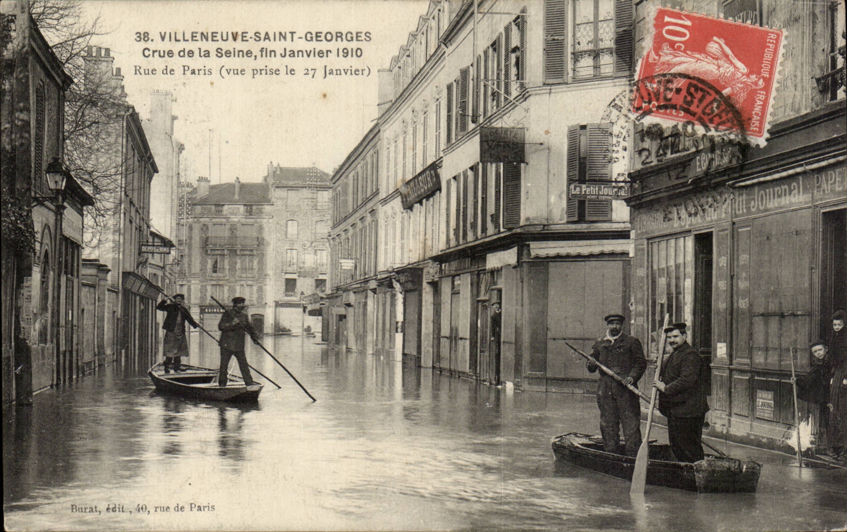 Villeneuve Saint Georges CPA Crue de la Seine fin janvier 1910 Rue de Apris 