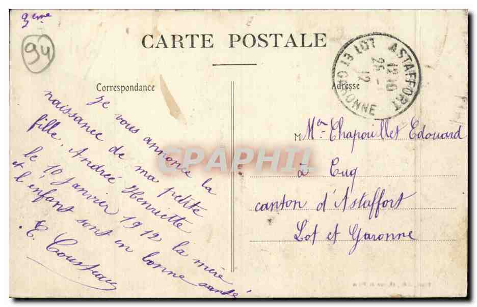 Villeneuve Saint Georges CPA Crue de la Seine fin janvier 1910 Rue de Apris  — Rückseite