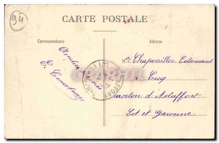 Villeneuve Saint Georges CPA Ancien moulin sur l'Yerres (pecheur) — Back